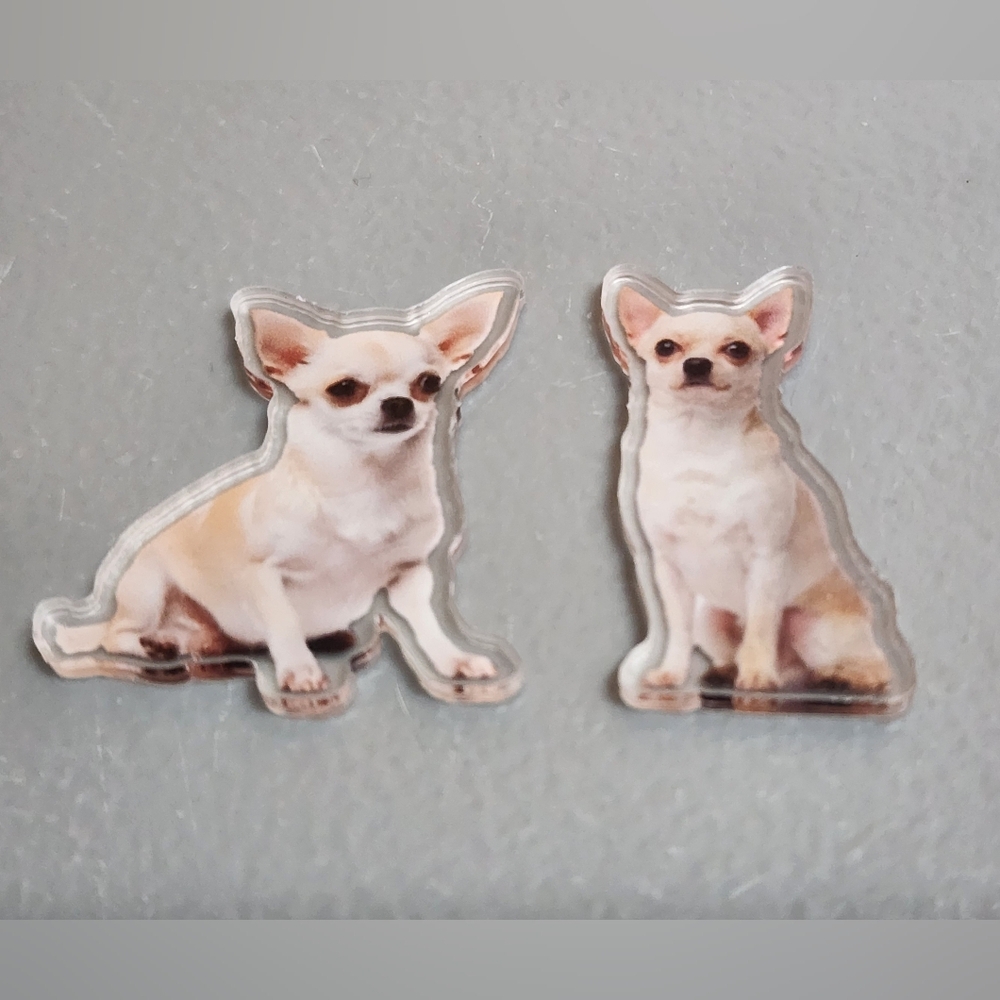 Dog Flatback Chihuahua Crafts Acrylic Journal Keychain Bag Clip Pin Magnet
